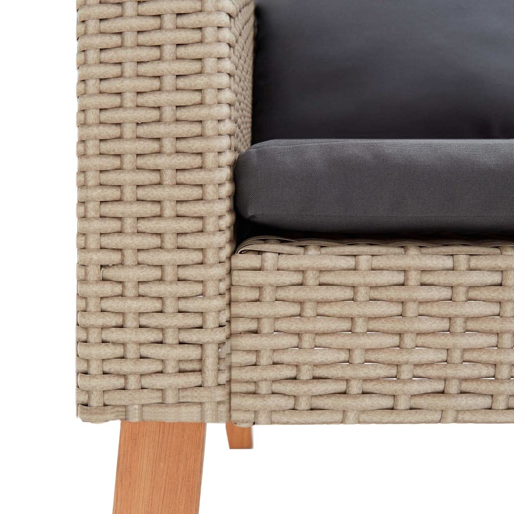 vidaXL Salon de Jardin 3 pcs avec Coussins Mobilier de Patio Mobilier d'Extérieur Meubles de Jardin Meubles de Terrasse Résine Tressée Beige