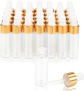 Pack of 35,5ml Clear Glass Dropper Bottle,Empty Glass Sample Vials with Glass Eye Dropper for DIY Aromatherapy Essential Oils Travel Perfume Container Liquid Sample Blends -Free dropper included