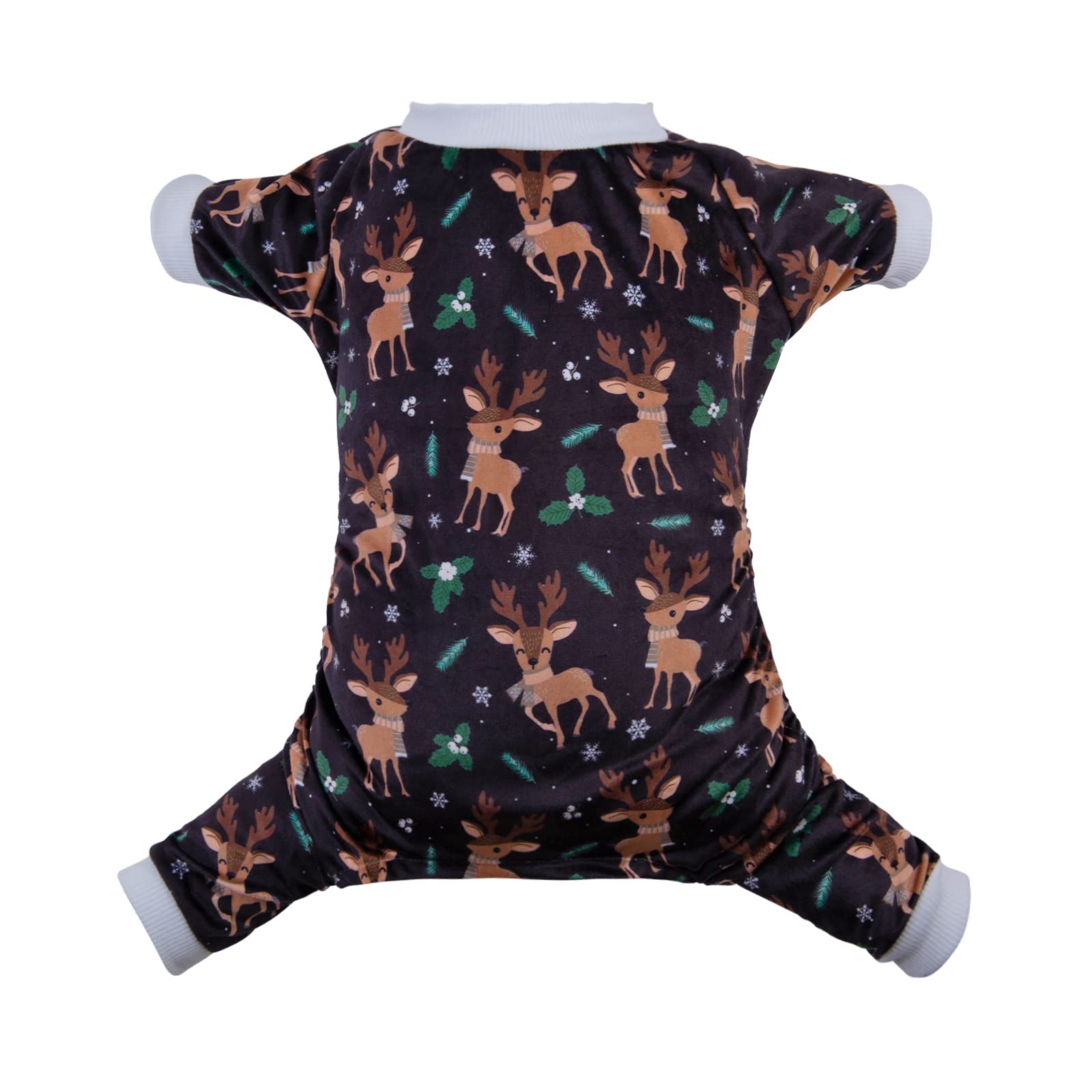 CuteBone Soft & Stretchy Dog Christmas Pajamas - Cozy Pet Jammies Breathable Jumpsuit for Small Dogs - All-Season Comfy Outfit Easy-On Pullover Design