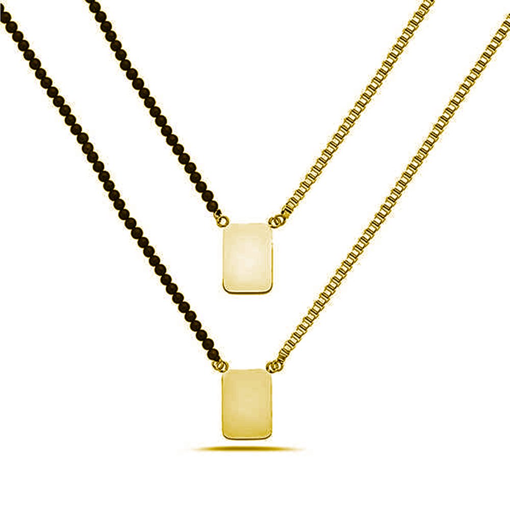 Buy SEVEN50 26'' Chrome IP Gold Plated 2mm Half Beads Half Chain Double Plates Scapular Necklace