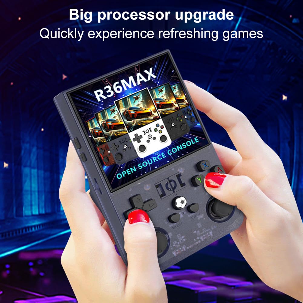 LYEAA R36MAX Console di gioco portatile retrò, console retrò da 4,0 pollici, giochi retrò in 1 console di gioco con sistema Linux open source, console di gioco portatile a batteria da 4000Ma