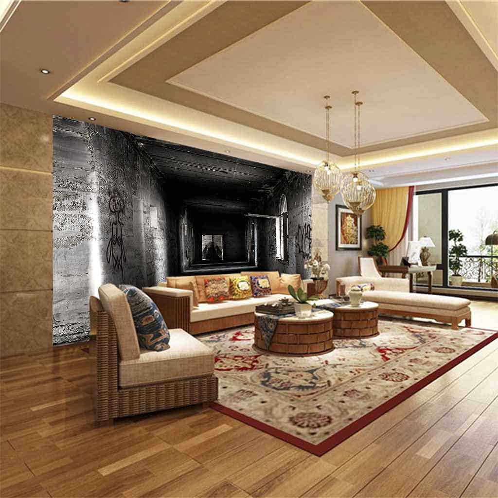 QMWZZV 3D Muurschildering Behang Dilapidated House Construction DIY Fotobehang TV Achtergrond Muur Woonkamer Sofa 3D Giant Muurposter Zelfklevend Behang Kantoor Gang Slaapkamer Muurschildering 150x105 cm