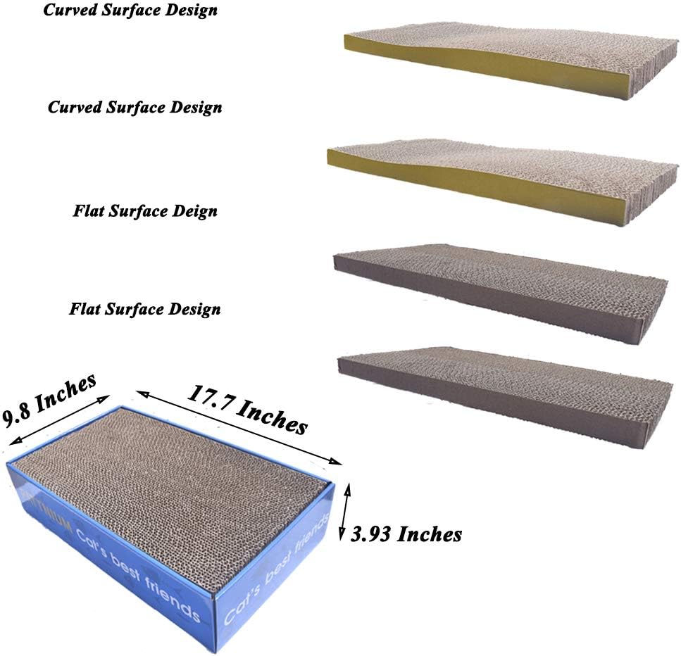 review Cat Scratcher Cat Scratching Pads 4 in 1 Corrugated Cat Scratcher Cardboard Cat Scratcher Pad Toys with Catnip Scratch Lounge Bed for Cats Pack of 4