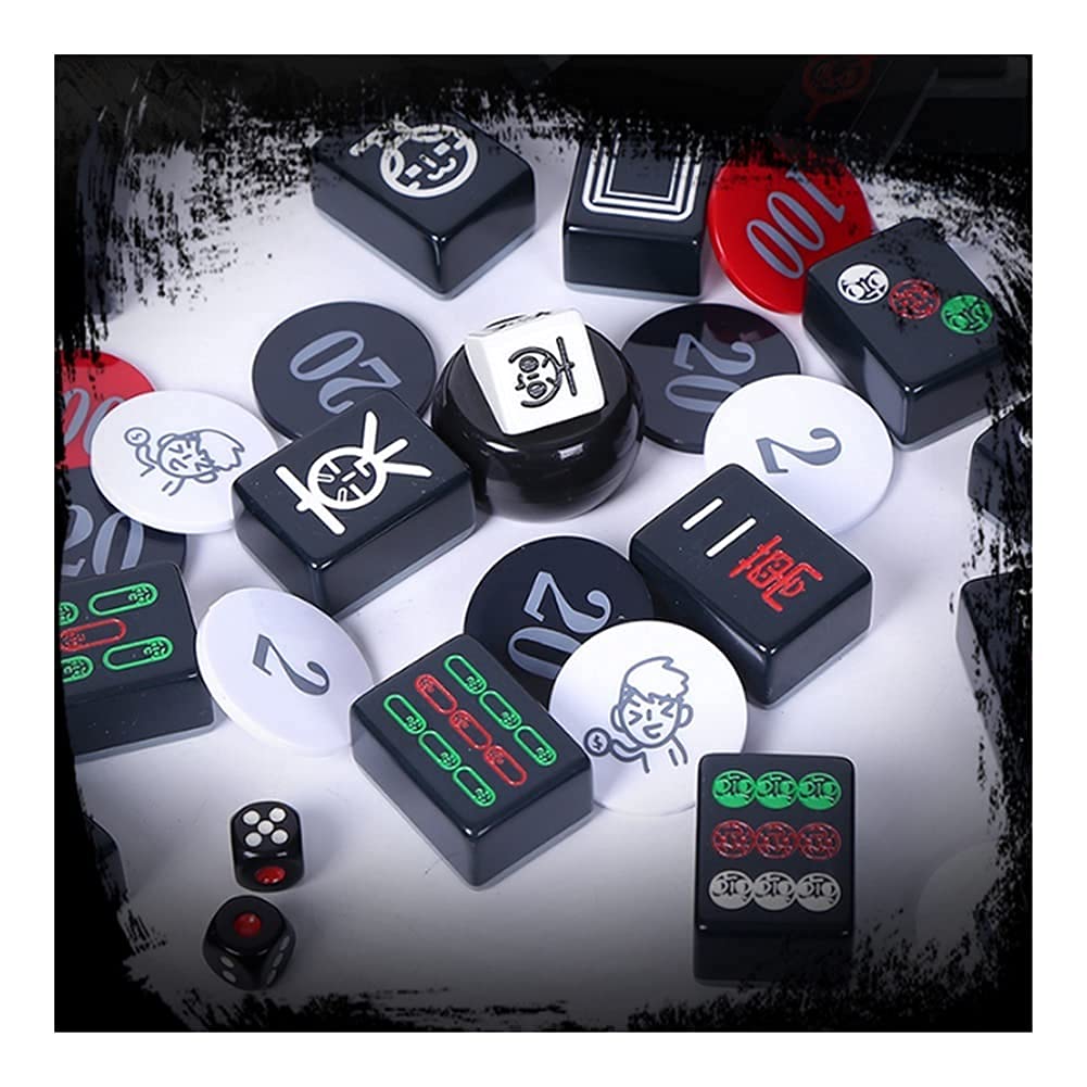 Zestawy Mahjong Chiński zestaw do gry w madżonga z walizką podróżną, 144 kafelkami, 6 kostkami do gry i wskaźnikiem wiatru, do gry w stylu chińskim Zestaw do gry w madżonga