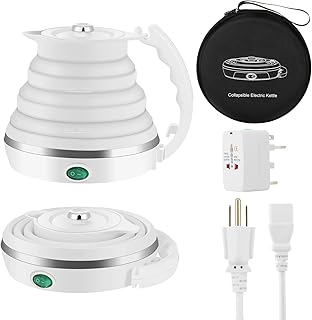 APVTI Travel Electric Kettle, Foldable Portable Food Grade Silicone 555ML Kettle with Worldwide Power Converter, Dual Volt...