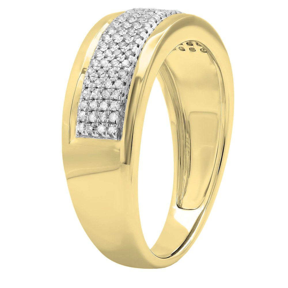 Dazzlingrock Collection Anillo de boda de oro macizo de 14 quilates con diamante blanco redondo de 0,40 quilates para hombre, 11, Oro amarillo Diamante blanco., Diamante blanco