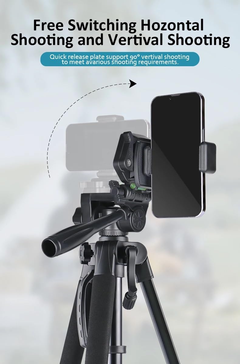 Trípode, 66 pulgadas, ajustable para teléfono inteligente y cámara, trípode universal de hierro, fuerte, estable y ligero, trípode DSLR con control remoto inalámbrico para vlogging/grabación de video