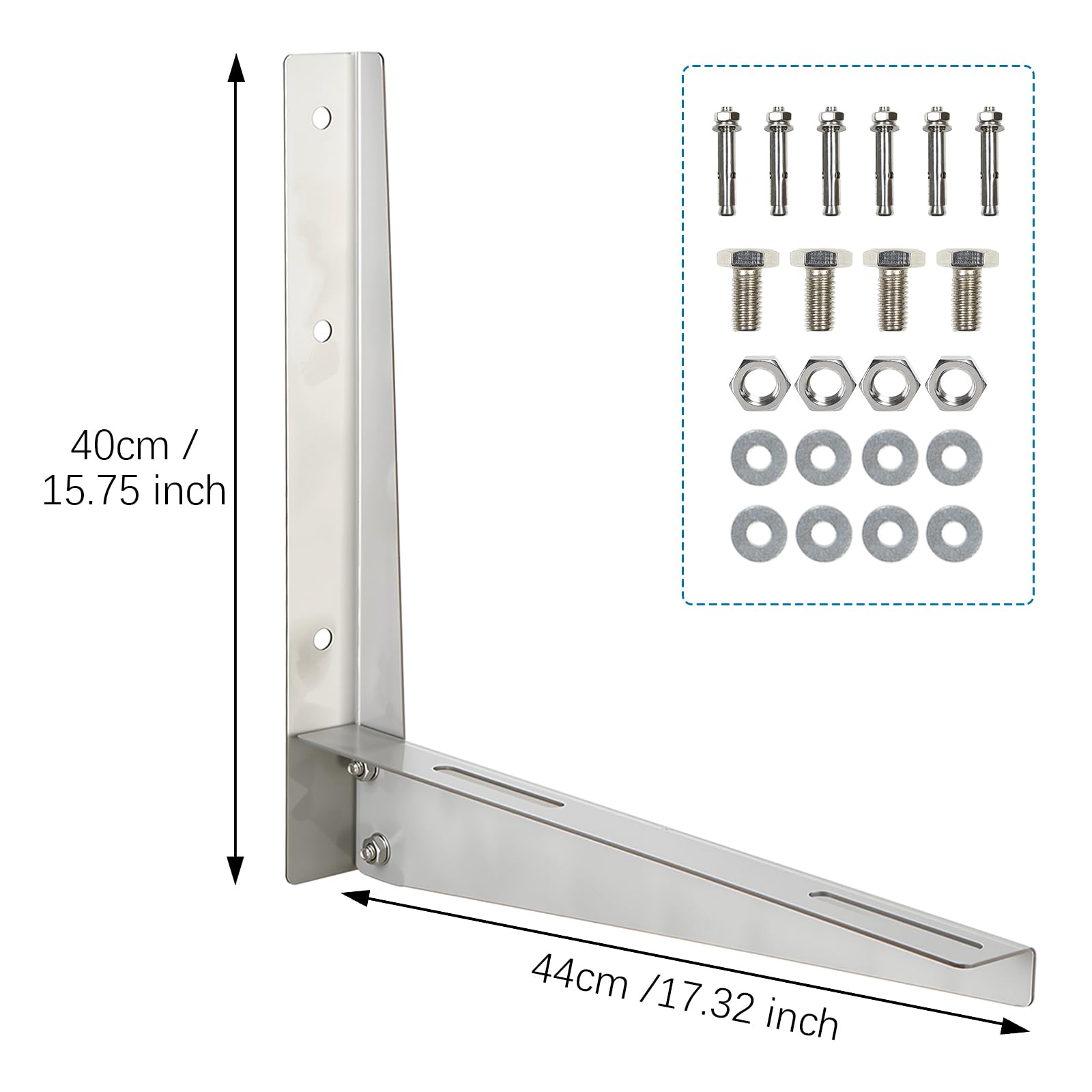 Rostfreier Stahl Klimagerät Halterung Klimaanlage-Wandmontage Robuster Wandhalter für Klimaanlagen – Stabil & universell für 9000–24000 BTU (forma de L)