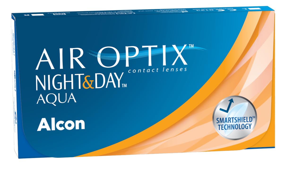 Air Optix Night & Day Aqua Lentes de contacto de reemplazo mensual, Pack de 6, R 8.6 mm, D 13.8 mm, 0 Diopt