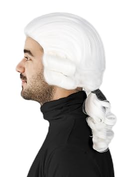 Topcosplay Men Wigs Long Curly for Colonial Historical Judge Washington Costumes Wig Powdered Wig Halloween Cosplay Wigs White
