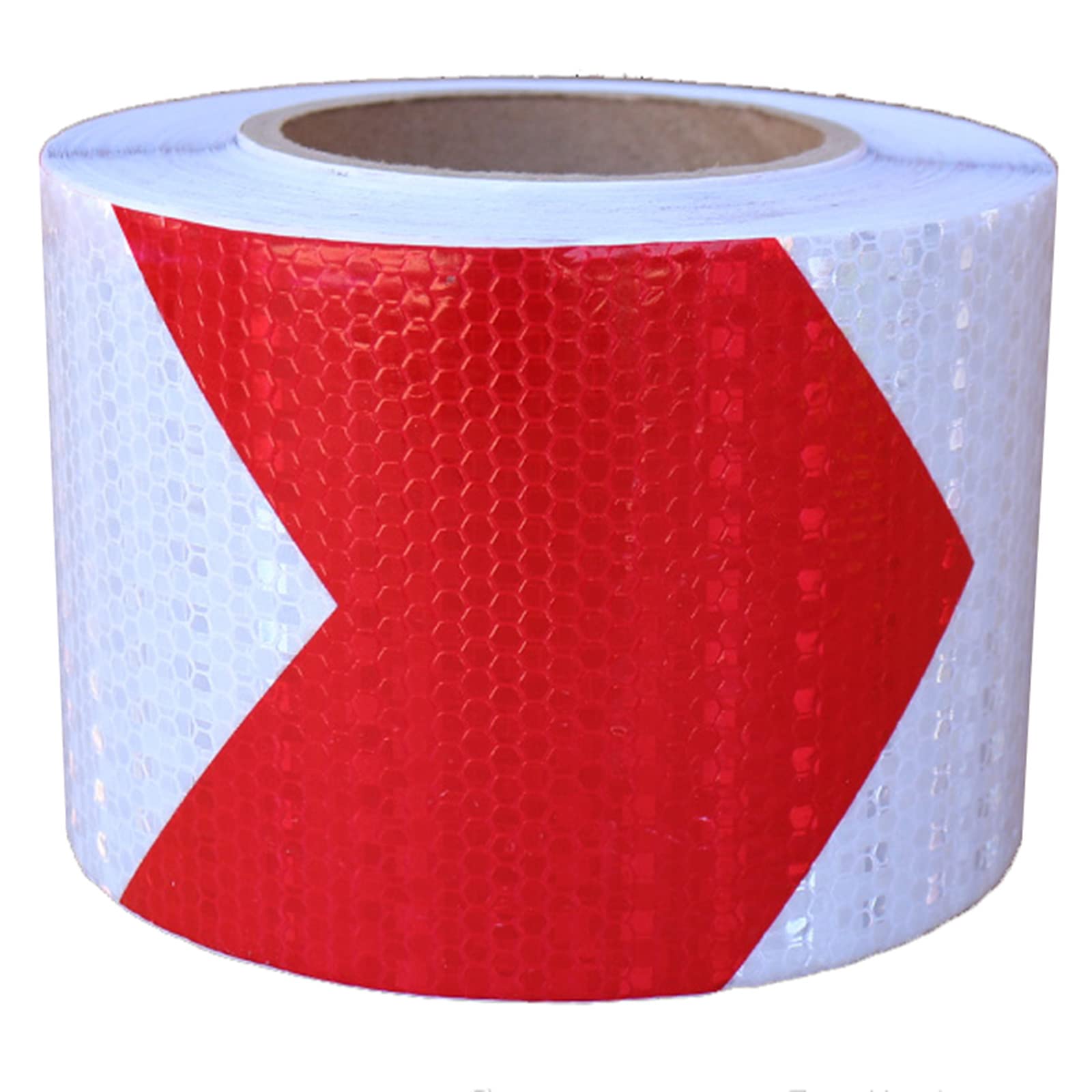 10 Cm X 25 M Rouge Et Blanc Flèche Autocollants Réfléchissants Bande, Hautement Réfléchissant Avertissement de Sécurité Barrière Bande Auto-Adhésif Étanche Autocollant Lumineux