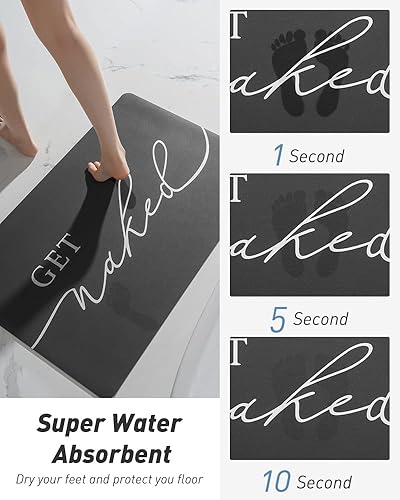 Miniatura 2 de tchdio Tapete de baño, súper absorbente, de secado rápido, para el suelo del baño, antideslizante, con respaldo de goma