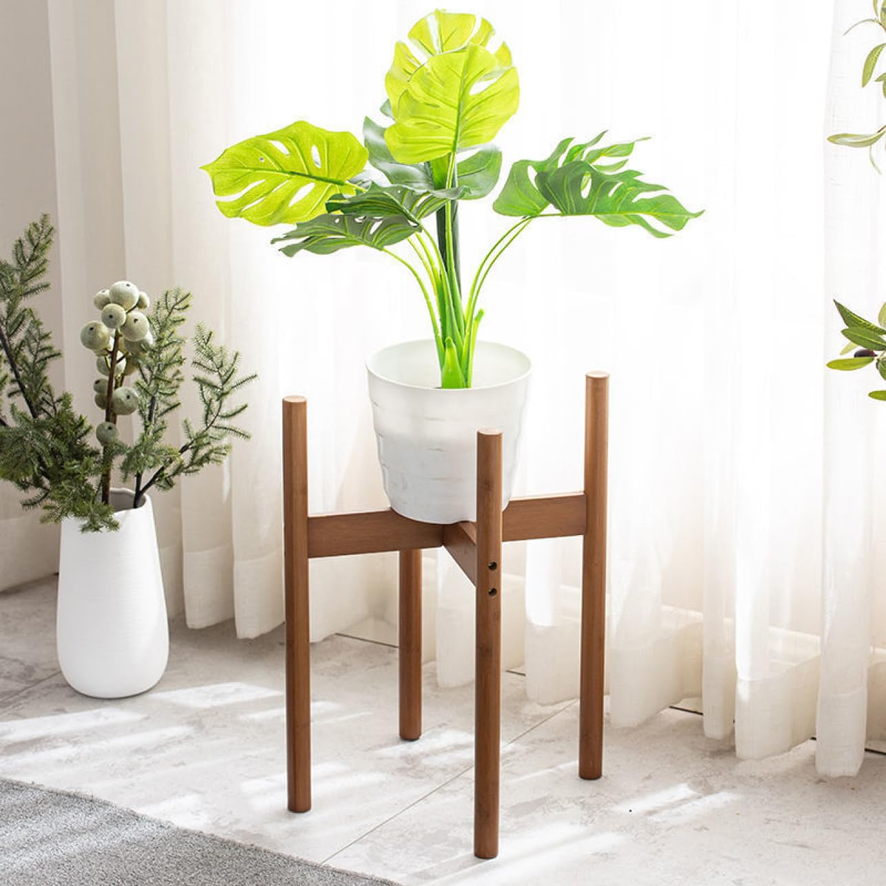 Amazon.co.jp: MJKQ9 鉢 花台 38*50cm 植木鉢スタンド 天然竹製 植物棚