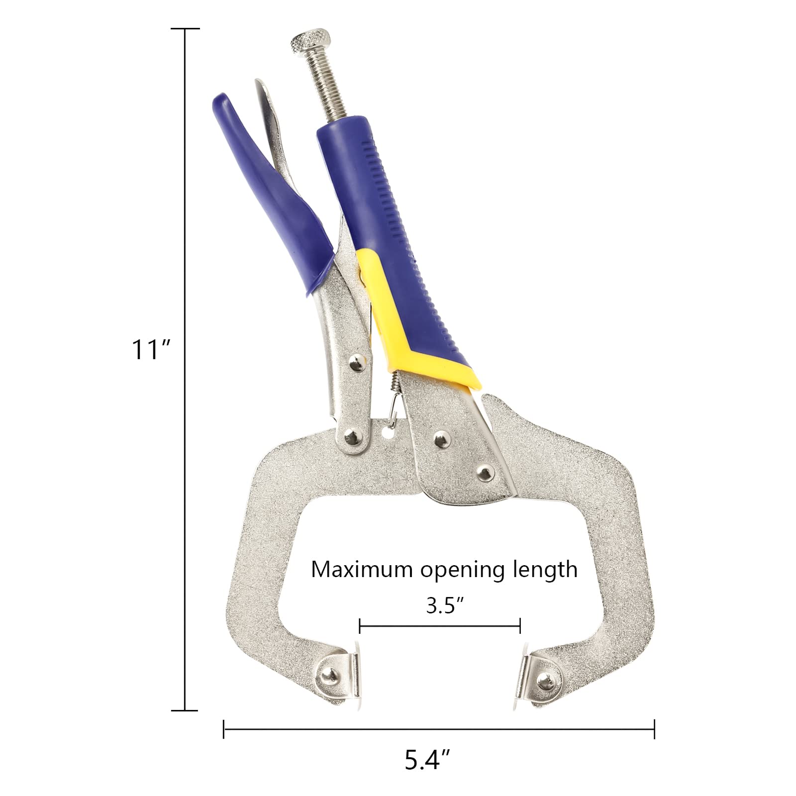 Hiceeden 2 Pack 11" Metal Face Clamps with Swivel Pad, Adjustable C Clamp with Rubber Handle - Image 2
