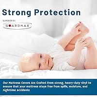Vista 6 de Guardmax Protector de colchón de vinilo de calibre pesado para cuna - Protector de colchón impermeable y a prueba de polvo con bolsillos elásticos
