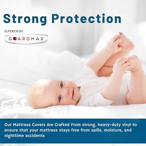 Miniatura 6 de Guardmax Protector de colchón de vinilo de gran calibre para cuna, funda de colchón impermeable y a prueba de polvo con bolsillos elásticos, sábana