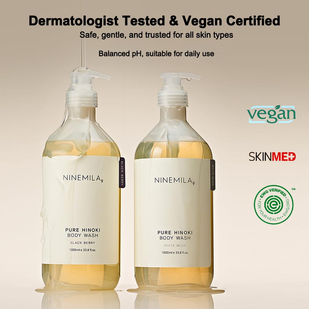 NINEMILA Pure Hinoki Body Wash with AHA & BHA, 1000ml