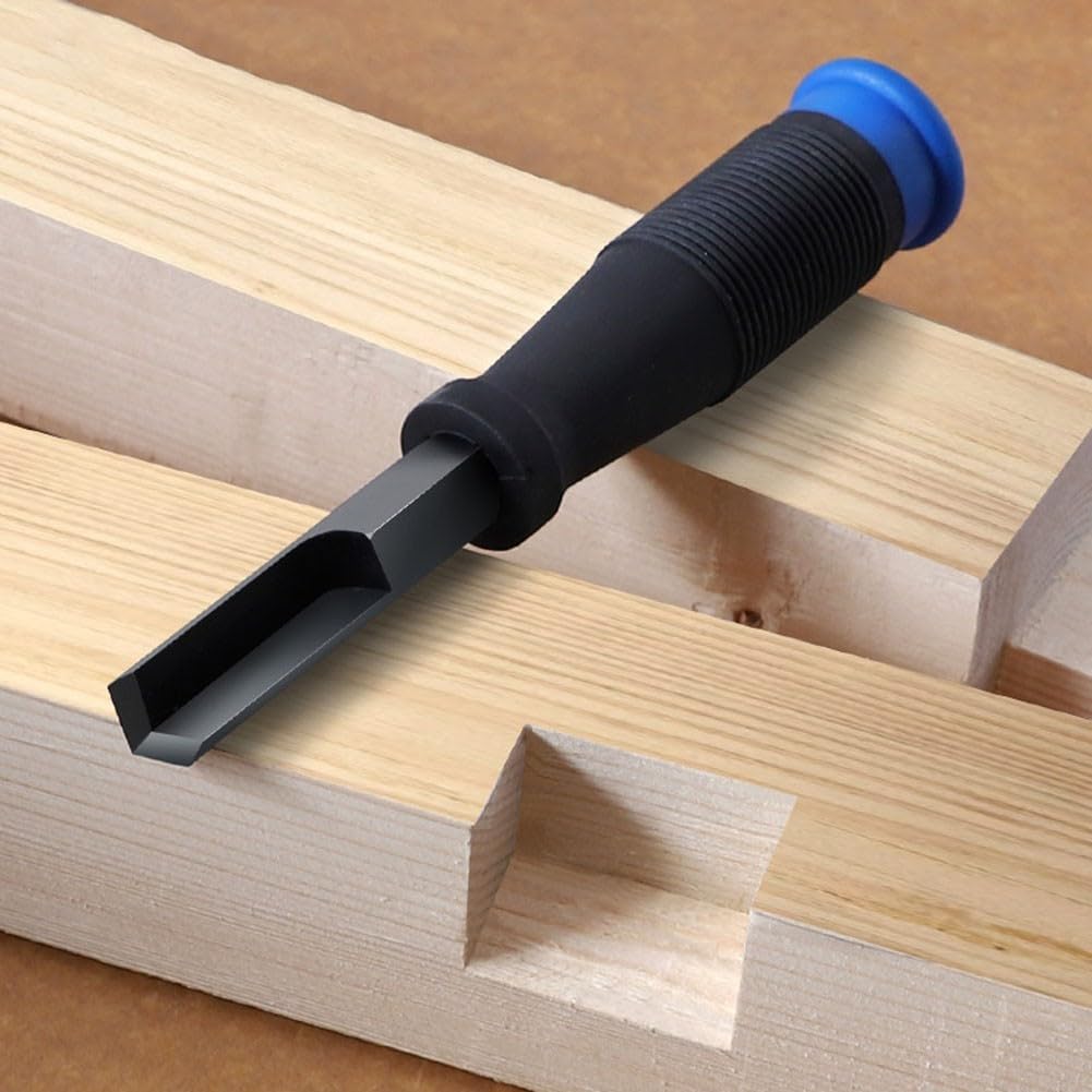 DAZZLEEX Ciseau à bois HSS à angle droit - Burin à trou traversant - Pour menuisier - Longueur : 180 mm