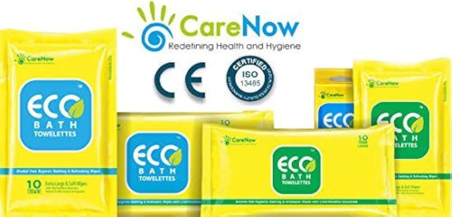 Care Now-Eco Protect Skin Large Bathing Wipes in a Resealable Pack Bath Wipes (Pack of 7)