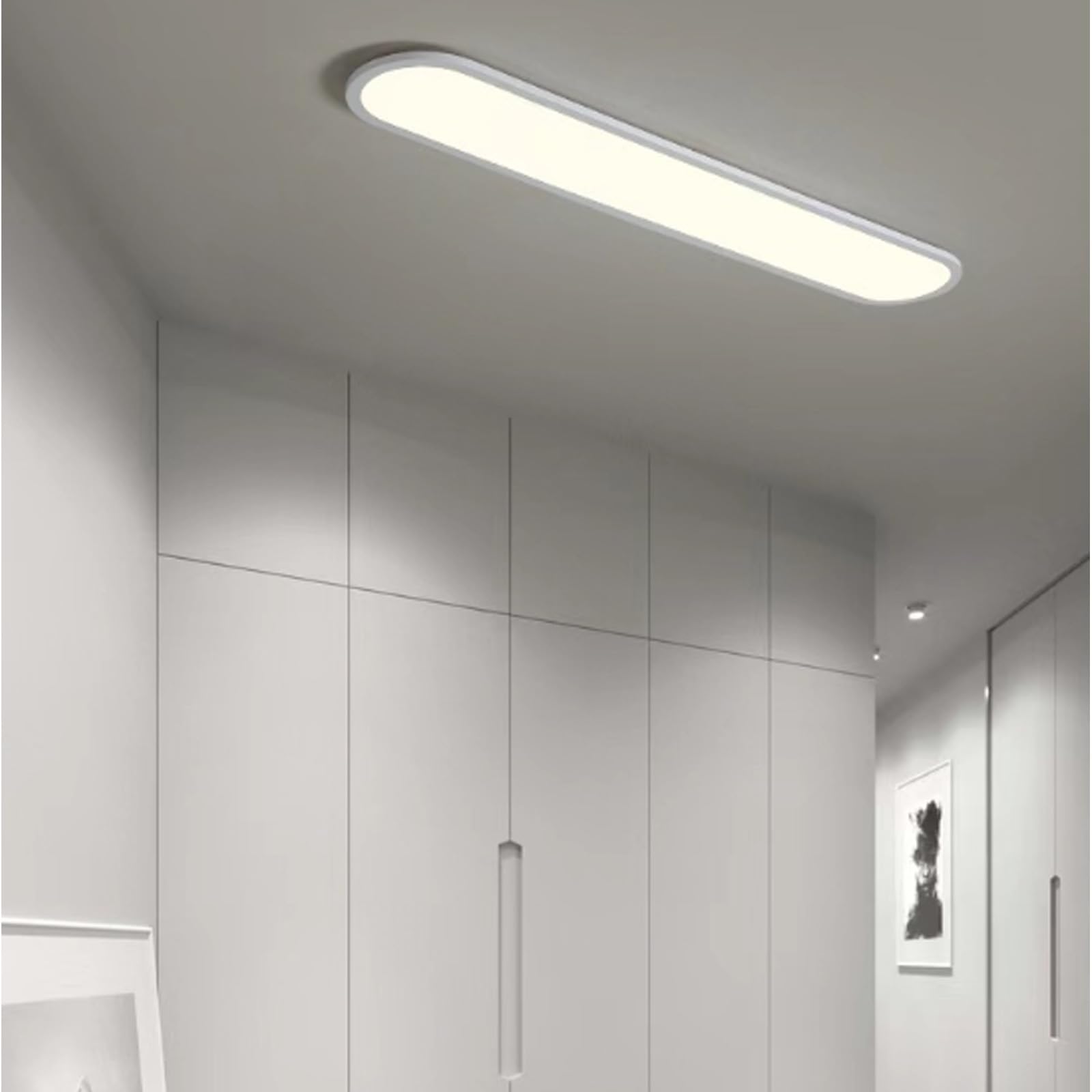 Slim LED Ceiling Light Long Strip Modern Minimalist Ceiling Lamps3000K/4000K/6000K Ceiling Lighting Three Colour Temperatures Ceiling Light Kitchen Home Office Hallway (120cm,White White Light)