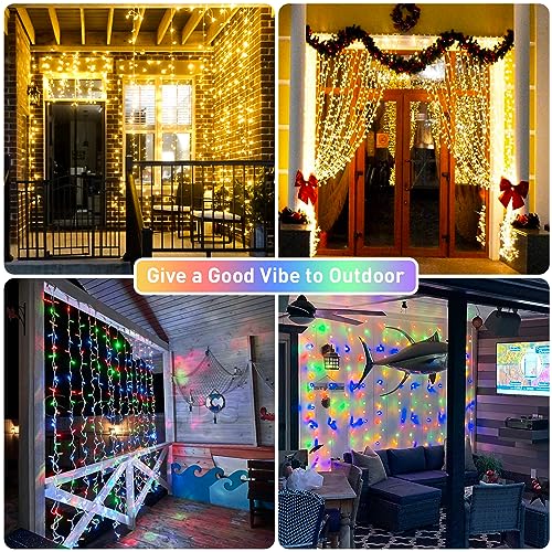 Image of JMEXSUSS 300LED Dual Color Changing Curtain Lights, Plug in, 9.8 x 9.8ft
