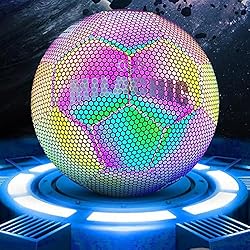Fútbol brillante, fútbol que brilla en la oscuridad, pelota de entrenamiento reflectante, pelotas de entrenamiento holográficas brillantes para la escuela de fútbol con forro sellado, suministros depo 3 Wangduodu Pelota de Entrenamiento de Fútbol.