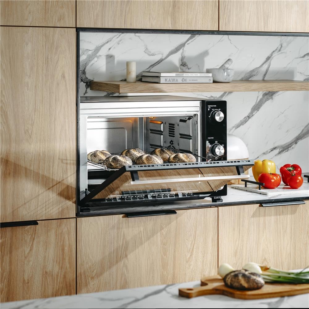 ADLER EUROPE AD 6028 Elektrobackofen 60 Liter, Mini-Backofen mit Umluft, Drehspieß, Timer, 5 Heizmodi, 2000W, Doppelglastür, Backblech und Grillrost, Schwarz