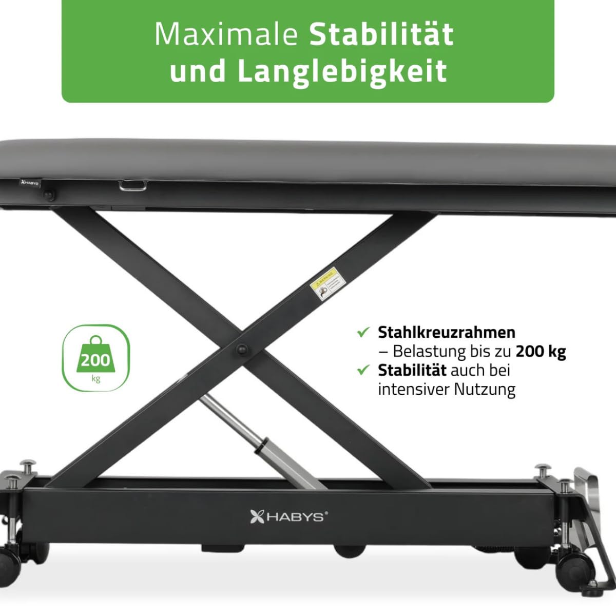 HABYS Massageliege Elektrisch 4-Segmente, Massagebank für Therapieliege | Elektrische Massageliege Höhenverstellbar 198 x 67cm, Kosmetikliege Elektrisch bis zu 200kg mit ERGO-Kissen, Evro Cross X4