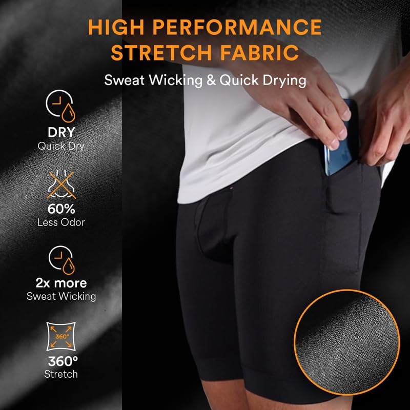 Miniatura 5 de All Citizens Mens Compression Shorts - Two Waterproof Pockets, Moisture Wicking & Quick Drying Fabric, Performance Baselayer