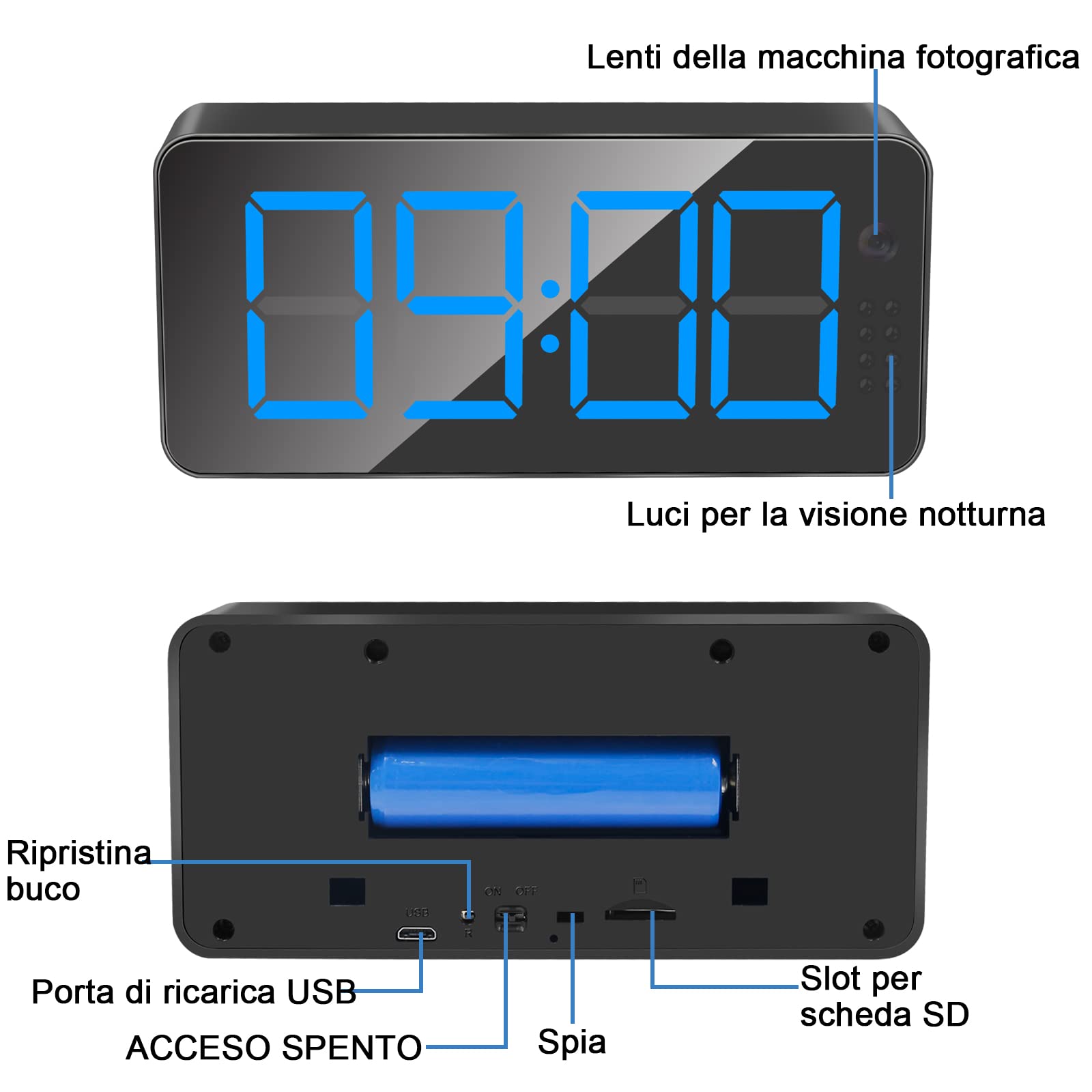 LXMIMI Telecamera Spia WiFi, 2.4G/5Ghz WiFi Telecamera Nascosta Orologio | HD 1080P Mini Telecamera Spia Wifi con Rilevamento del Movimento e Visione Notturna, Supporto Vista Remota
