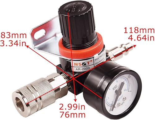Miniatura 2 de AR2000 14 pulgada G aire compresor accesorios regulador de presión para sistemas de aire comprimido, ajuste 0 a 145 psi