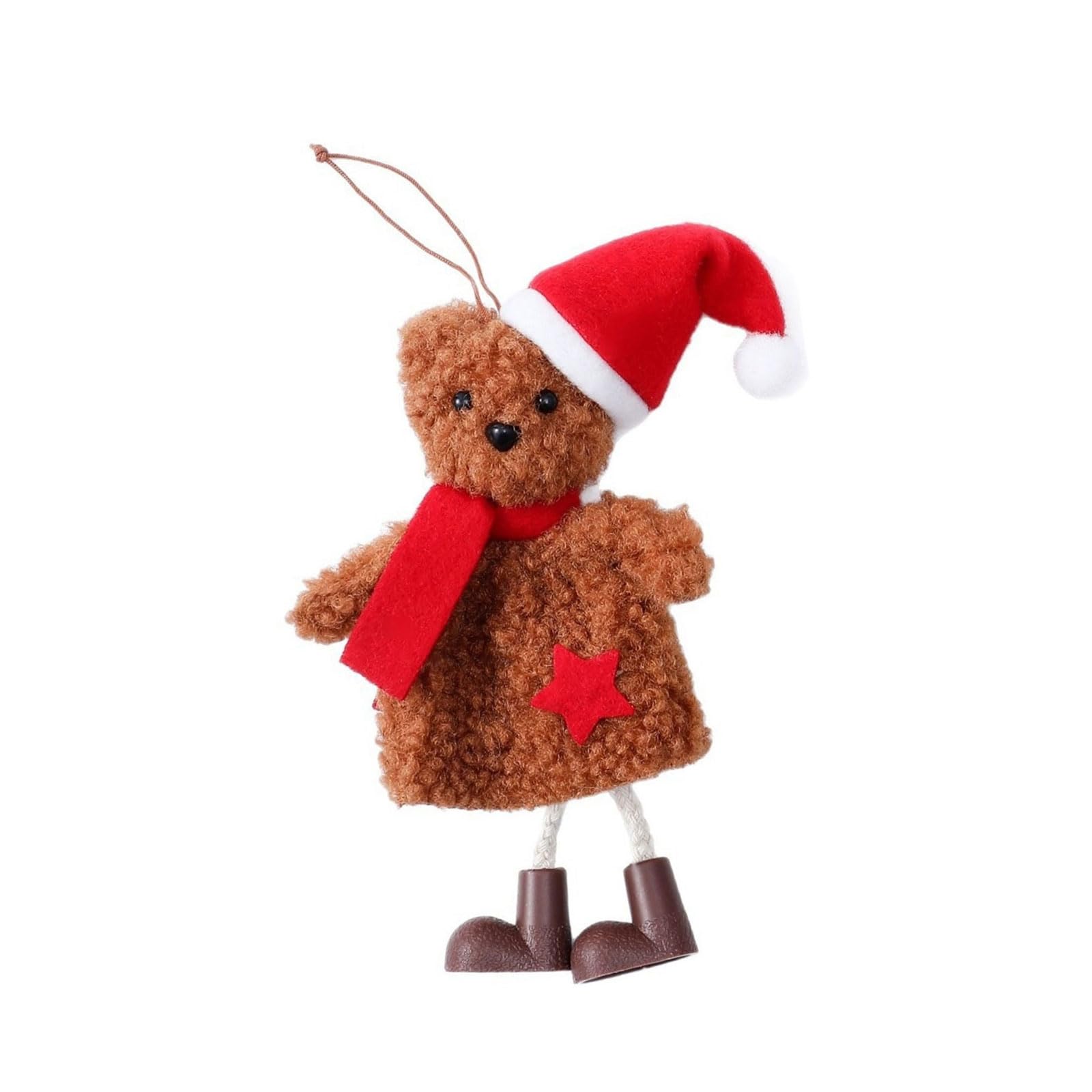 Jazuaiao Santa Bear Christmas Tree Decorations Holiday Fabric Doll Pendant for Home Party Indoor Outdoor Decoration Santa Hat Bear Christmas Ornament