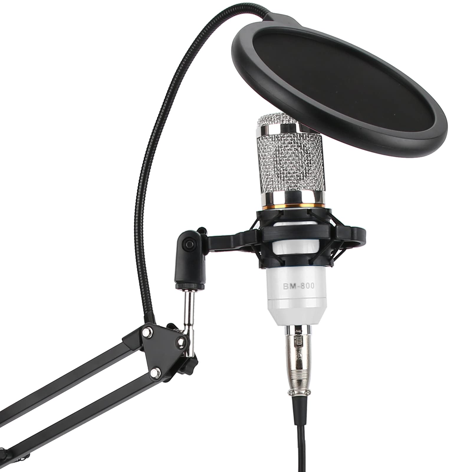 HERCHR Microfono USB a Condensatore da Studio Computer Kit Microfono Per PC Strumenti Voice Over Registrazione Podcasting Gaming Streaming Microfono a Condensatore(bianco+argento)