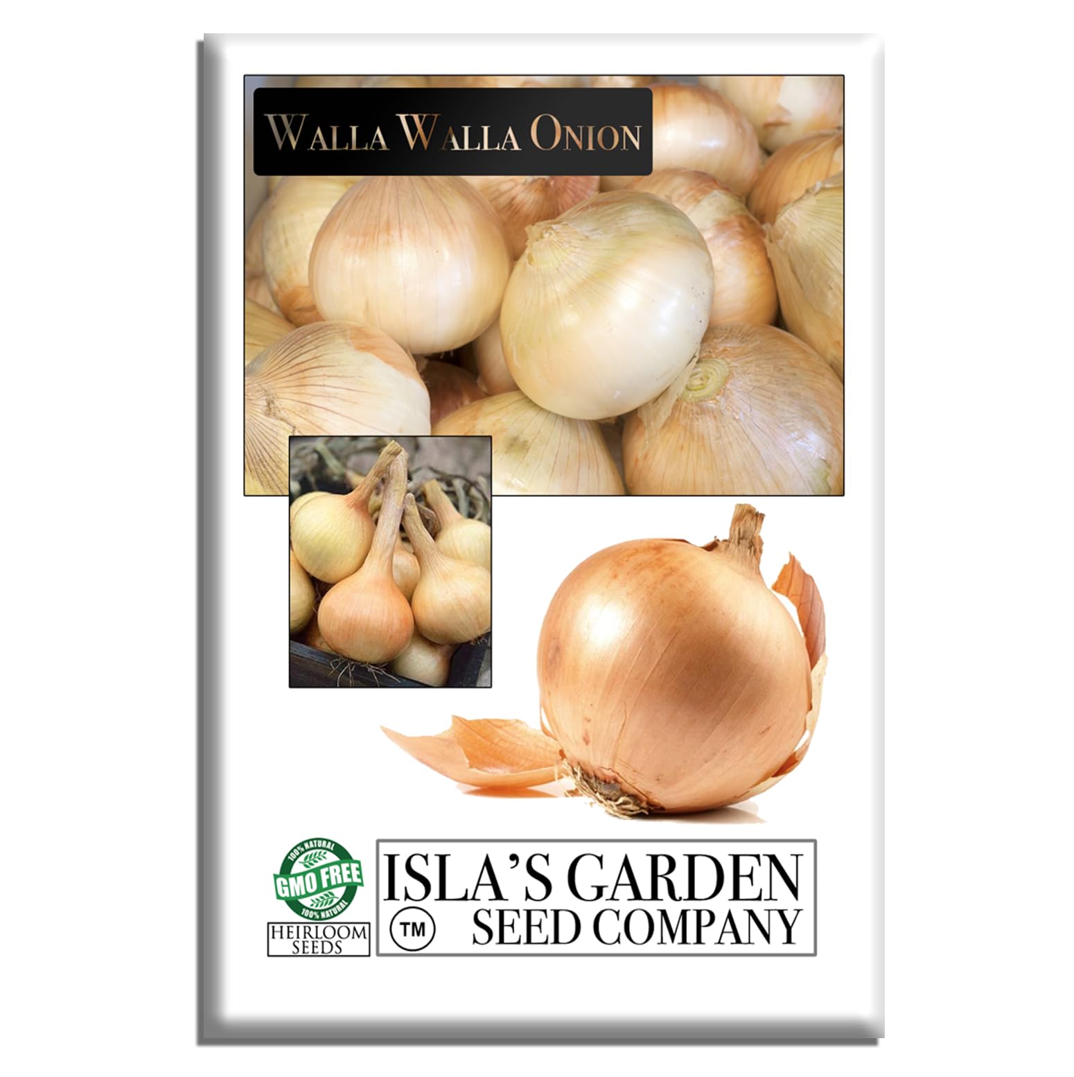 Walla Walla Sweet Spanish Onion Seeds (Allium cepa) – 300+ Non-GMO Heirloom Seeds by Isla’s Garden Seeds, Extra Sweet & Mild Flavor, Large Bulbs Ideal for Slicing & Cooking, Cold Hardy & Reliable