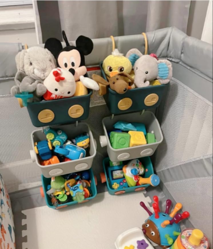 Miniatura 9 de Cesta organizadora de almacenamiento de juguetes de baño, paquete de 6 lindos robots, organizador de juguetes para bañera y ducha, montado en la