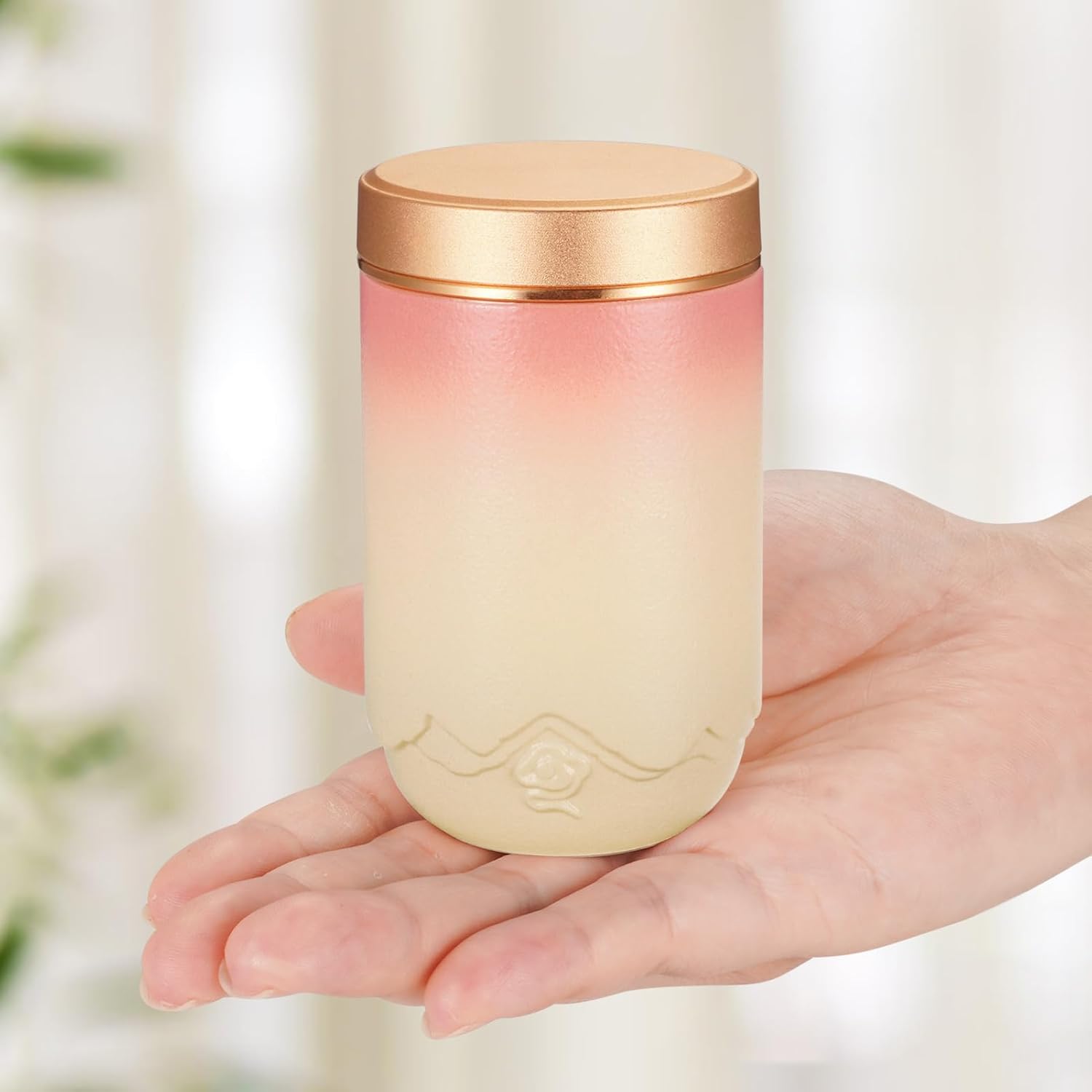 SOITIS Small Urns for Human Ashes Keepsake - 3.15 Inches Ceramic Mini Urn for Ashes Keepsake, Cremation Urns Funeral Holder, Memorial Decorative Urn for Male Female - Pink Ceramic Urn