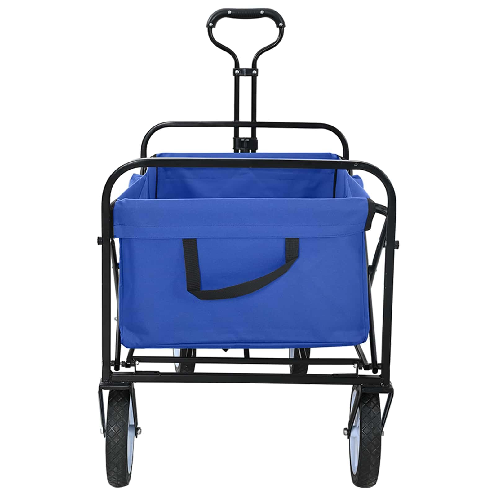 Składany wózek transportowy niebieski, składany wózek ręczny o nośności 200 kg, wózek ogrodowy z uchwytem o regulowanej wysokości i szerokimi kółkami, wózek transportowy do użytku na zewnątrz