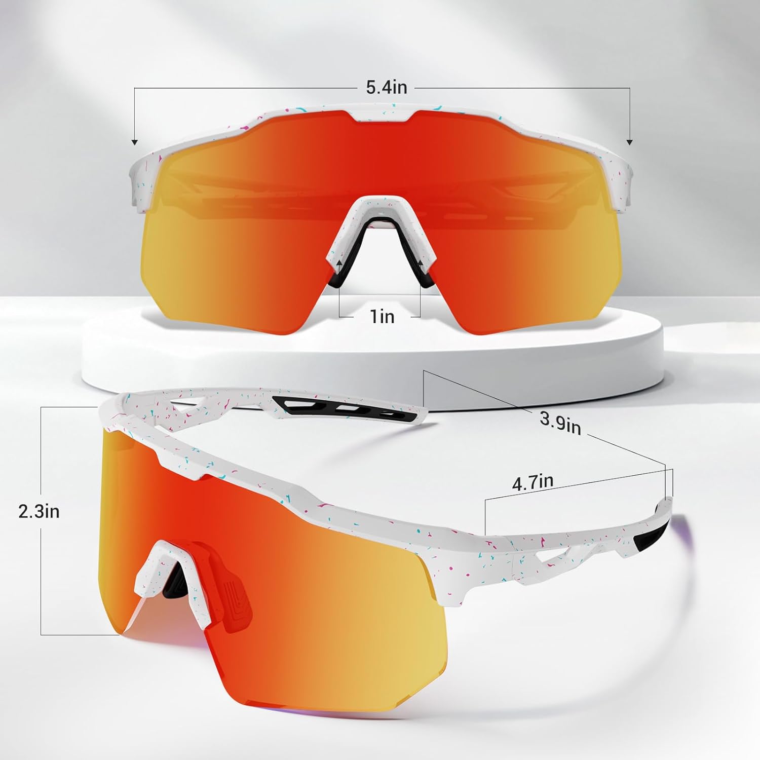 HAAYOT Polarized Sports Sunglasses for Men Women UV Protection Baseball Cycling Running Driving Fishing Glasses Color Spot Red - Image 7