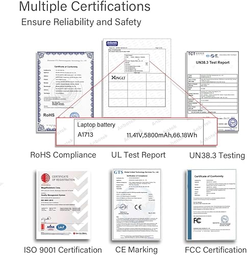 Miniatura 5 de Batería de repuesto A1708 A1713 para MacBook Pro de 13 pulgadas A1708 A2159 A2289 A2338, A1713 A2171 Batería para laptop MacBook Pro (finales de