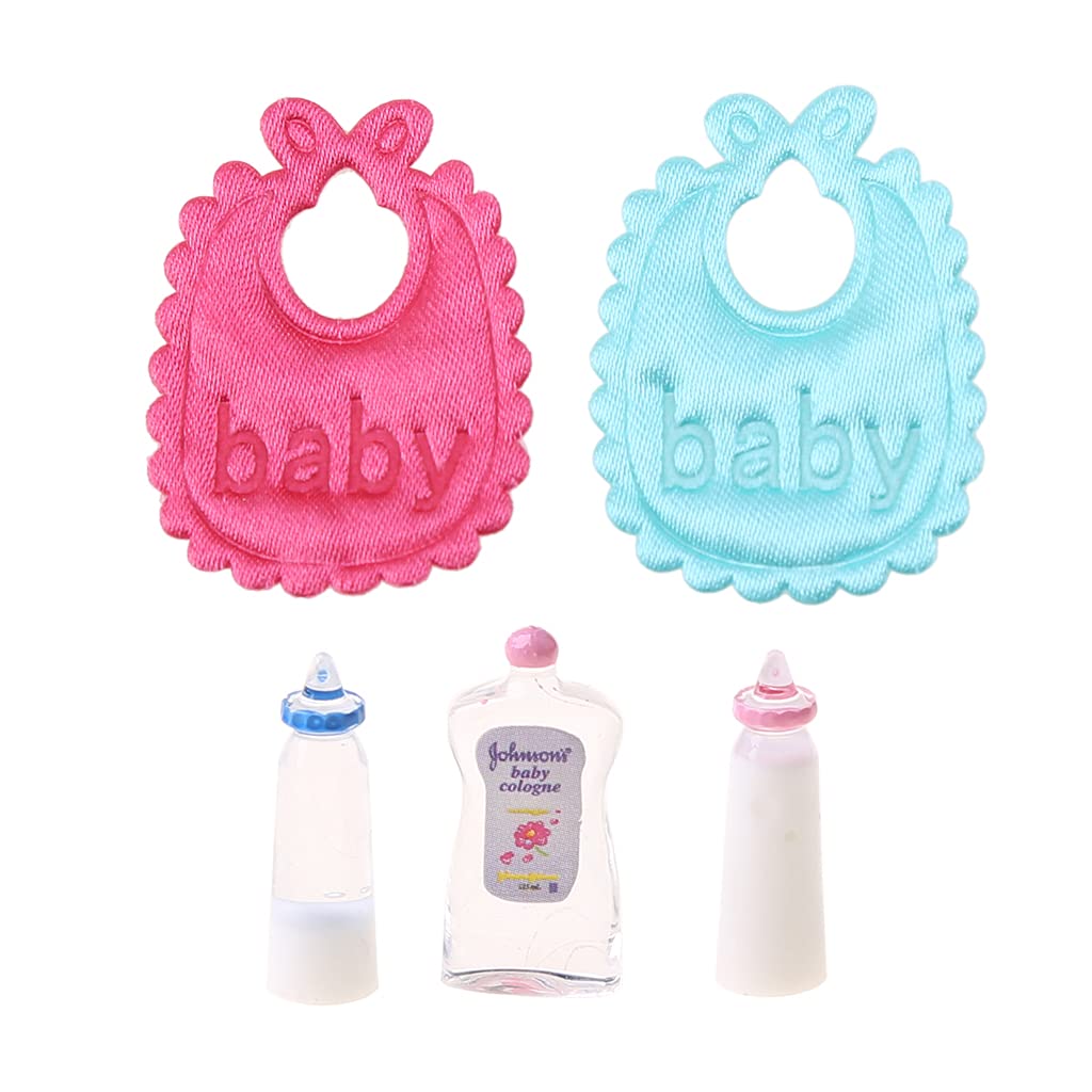 Miniature Shampoo Feeding Bottle Baby Bib for Kids 1/12 Dollhouse retend Fake for lay Toy arty Role for lay Supply 3