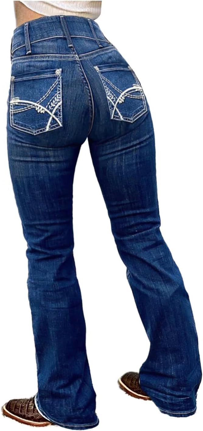 Flamingals Butt Lifting Bootcut Jeans Stretchy Casual Fall Winter Trendy Flare Leg Jeans for Women