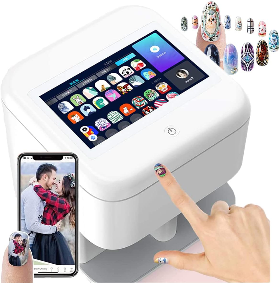 Smart Nail Printer, 3D Nail Art Printer + Ai Recognition Of Nail Face, 1024 X 600 Pixels Display Resolution, Upport Diy/App/Wifi/USB, For Kid/Nail Studio/Manicurist, Attract Customers