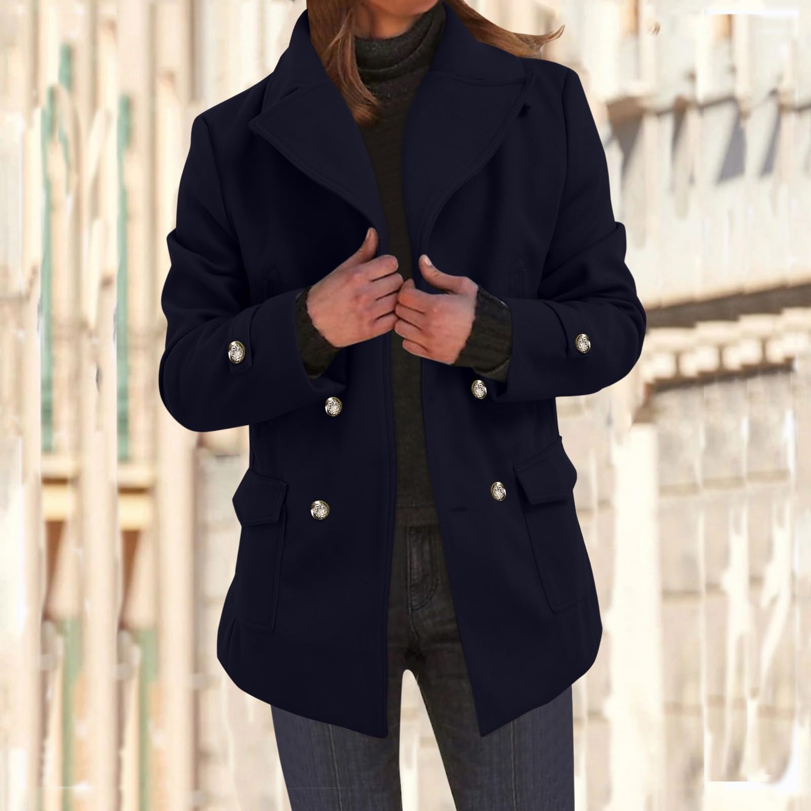 Damen Blazer Sportlich Elegant, Jackett Casual Frühling Sweatblazer, Bequem Ausgefallene Blaser Jacke Kurzblazer Damen Festlich Open Front Einfarbig Regular Fit Blaser Jacke Damen Blazer Frühjahr