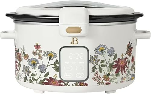 4QT Programmable Slow Cooker with Hinged Lid, Touch Display, Multiple Heat Settings, Ideal for Family Meals