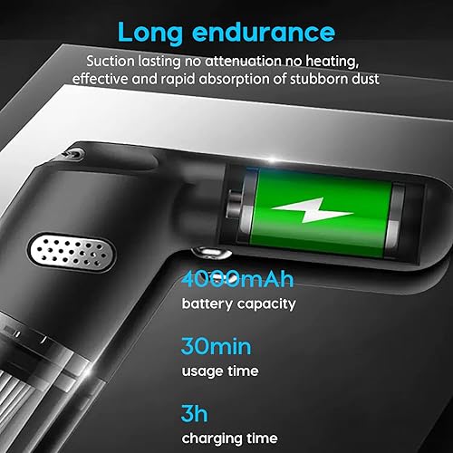 Miniatura 5 de Haisito Mini aspiradora para automóvil, aspiradora de teclado inalámbrica de mano, aspiradora de automóvil con motor sin escobillas 9000 PA de alta