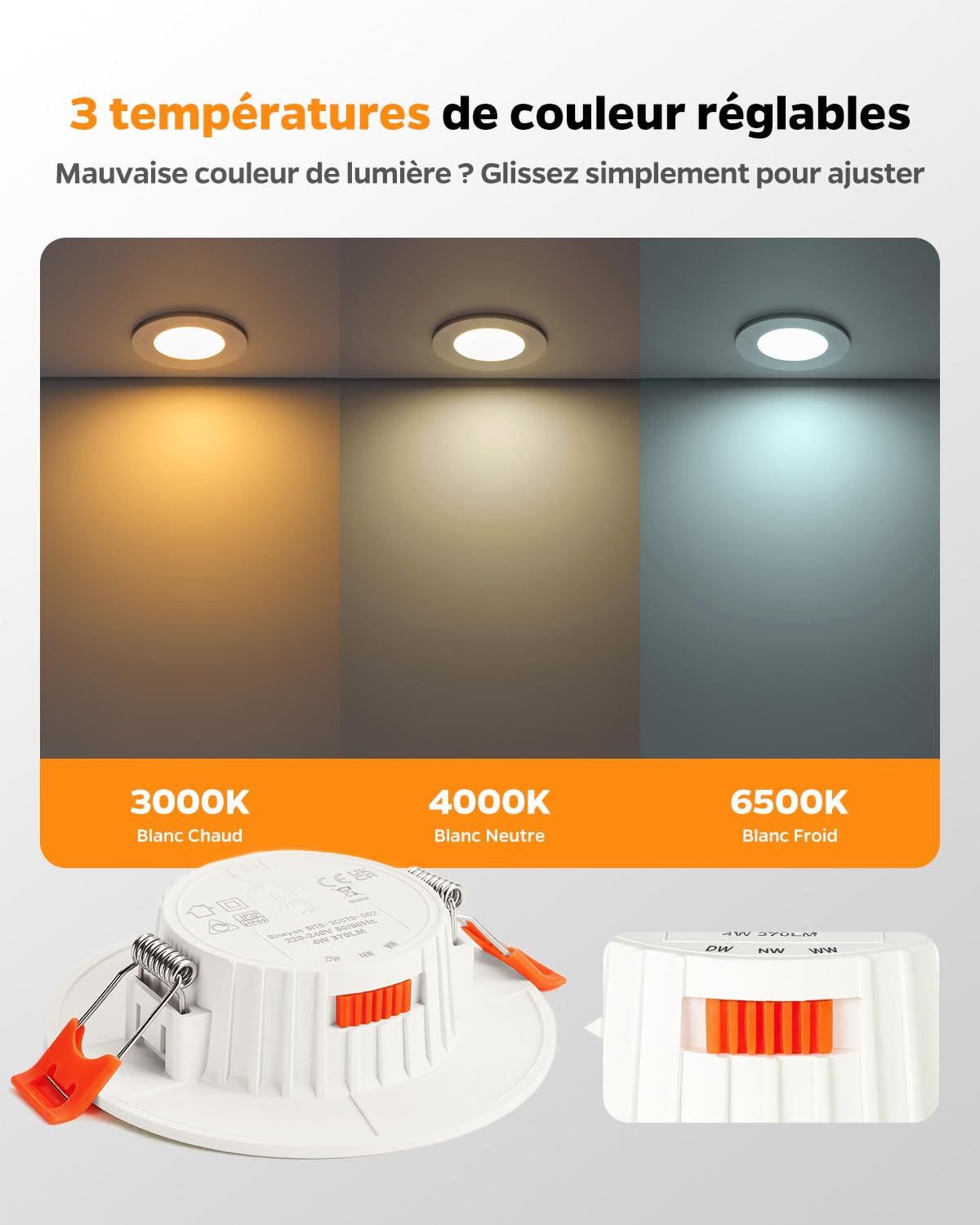 Spot LED Encastrable Salle de Bain, 4W Spot Extra Plat, Lot de 12