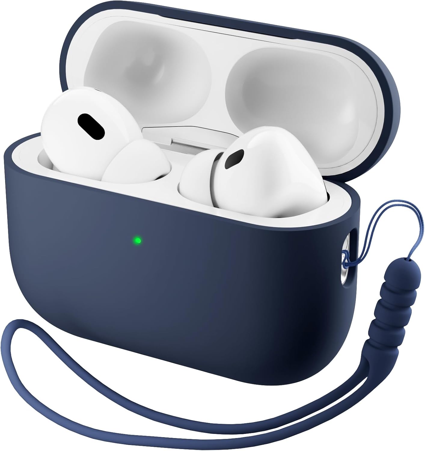 ORNARTO Compatible with AirPods Pro 3 Case 2025, Full Protective Hybrid Silicone for AirPods Pro 3rd Generation Case, Front LED Visible Skin Cover-Storm Blue