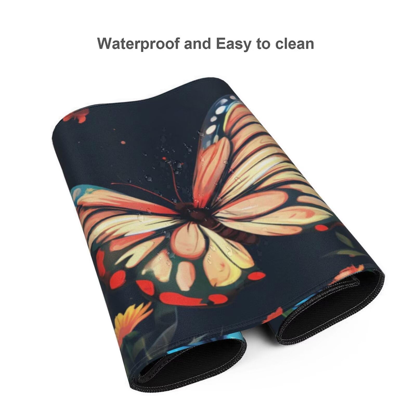 Podkładka pod mysz motyl, podkładka pod mysz 1200 x 400 mm, duża podkładka pod mysz dla graczy z antypoślizgową gumową powierzchnią, podkładka pod mysz XXL do gier w kwiaty poprawia precyzję i