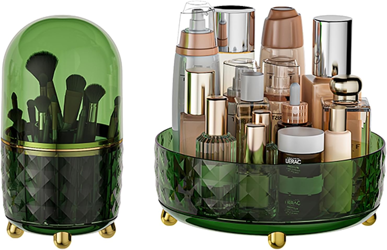 BITOSEE Makeup Brush Holder Organizer with Lid 360 Rotating Smooth Rotating Makeup