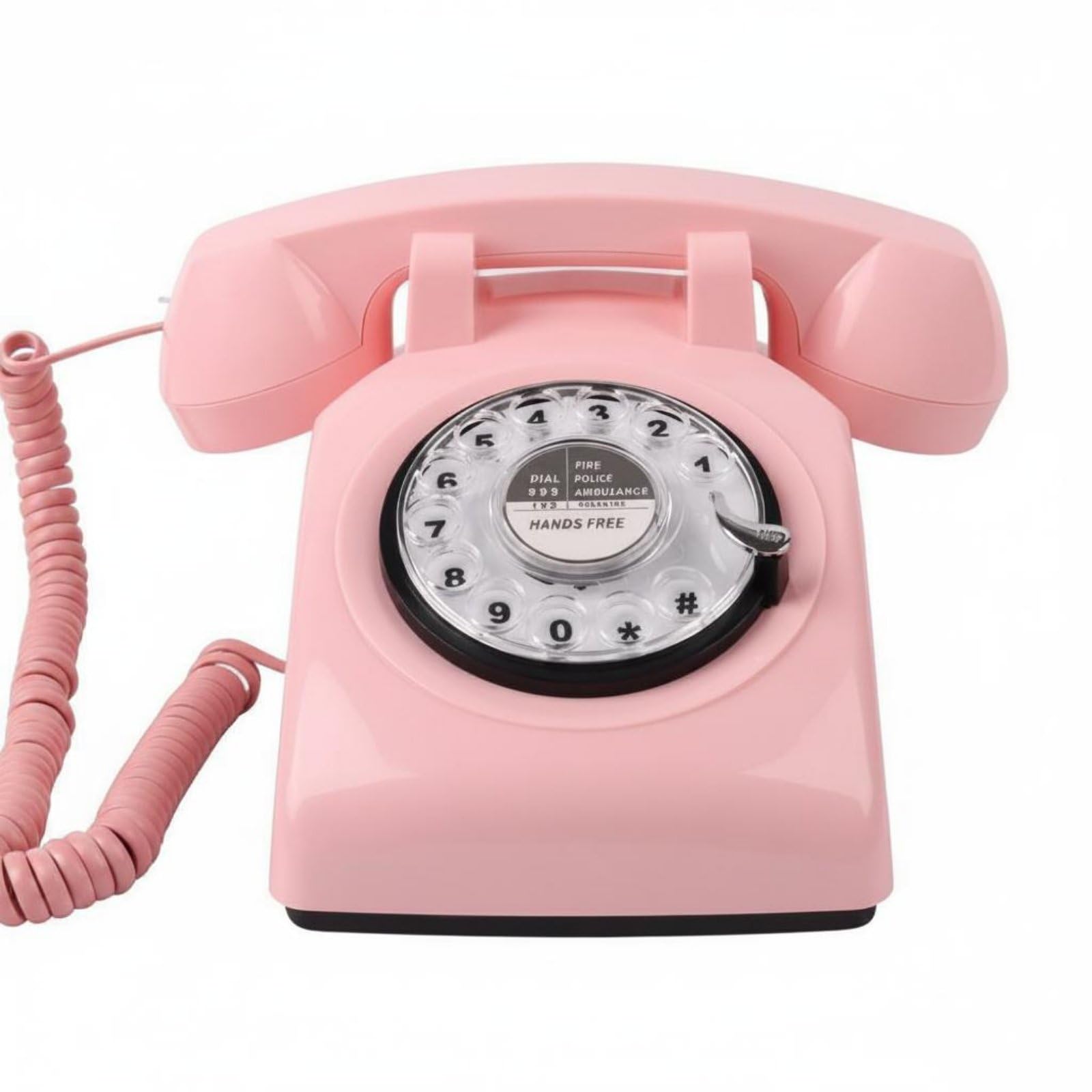 Retro Rotary Telephone Corded Handset Vintage Plug and Play Phone for Hotel Owners, Pink, Metal Turntable | Home Telephones Electronics-image-20